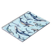 水彩青いクジラとイルカ、海獣 ノートブック (左側)