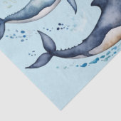 水彩青いクジラとイルカ、海獣 薄葉紙 (詳細)