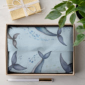 水彩青いクジラとイルカ、海獣 薄葉紙 (ギフト)