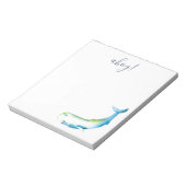 水彩青いクジラのパーソナライズされた文房具 ノートパッド (回転)