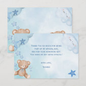 水彩青いクマの子供たち サンキューカード (正面/裏面)