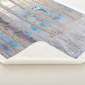 水彩青いジェイの鳥の森の自然アートシェル シェルパブランケット (3/4)