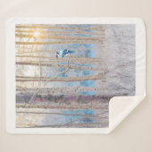 水彩青いジェイの鳥の森の自然アートシェル シェルパブランケット (正面(横))