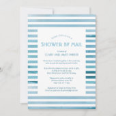 水彩青いストライプベビーシャワーbyメール 招待状 (正面)