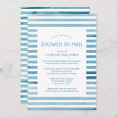水彩青いストライプベビーシャワーbyメール 招待状 (正面/裏面)