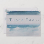 水彩青いスプラス結婚式招待状ありがとう ポストカード (正面/裏面)