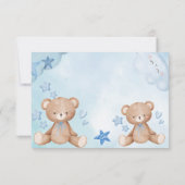 水彩青いテディベアの子供たち サンキューカード (裏面)