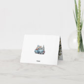 水彩青いトラック写真メリークリスマス シーズンカード (裏面)