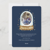 水彩青いドア雪のグローブ新しいホームフォト シーズンカード (裏面)