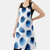 水彩青いドット：手の継ぎ目絵を描のない点 エプロン (インサイチュ)