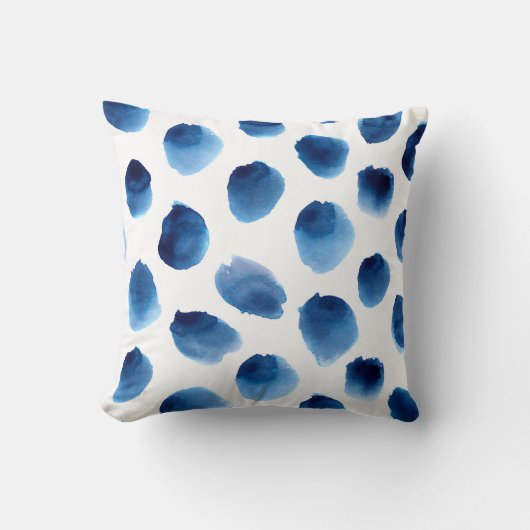 水彩青いドット:手の継ぎ目絵を描のない点 クッション (正面)