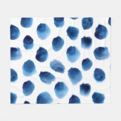 水彩青いドット：手の継ぎ目絵を描のない点 フリースブランケット (正面(横))