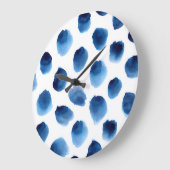 水彩青いドット:手の継ぎ目絵を描のない点 ラージ壁時計 (傾斜)