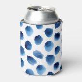水彩青いドット：手の継ぎ目絵を描のない点 缶クーラー (缶正面)