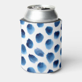 水彩青いドット：手の継ぎ目絵を描のない点 缶クーラー (缶裏面)