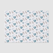 水彩青いハートのティッシュペーパー 薄葉紙 (正面)