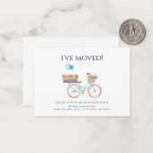 水彩青いバイクIve移動アナウンス ノートカード (正面/裏面インサイチュ)