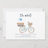 水彩青いバイクIve移動アナウンス 案内状 (正面)