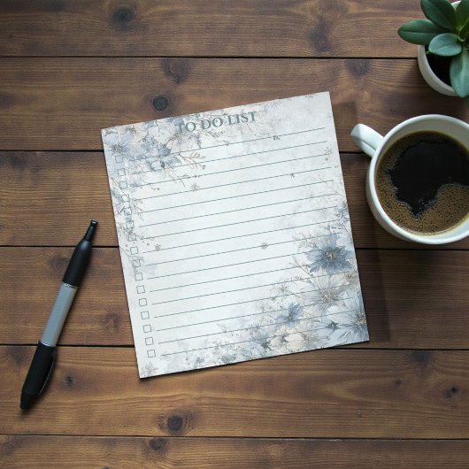 水彩青いバラのTo Do リスト かわいい花 ノートパッド