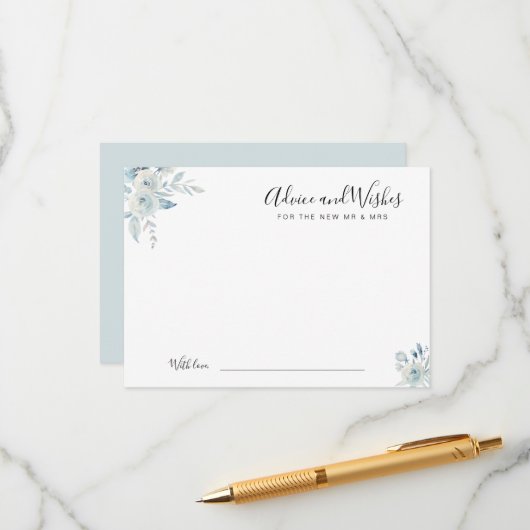 水彩青いフローラアドバイスと願い アドバイスカード (正面/裏面インサイチュ)