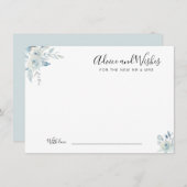 水彩青いフローラアドバイスと願い アドバイスカード (正面/裏面)