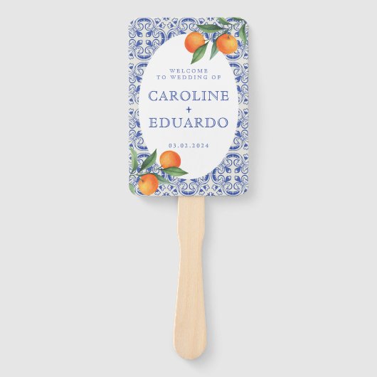 水彩青いプロ地中海のグラ結婚ム ハンドファン (正面)