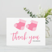 水彩青いベビーガールブーティーベビーシャワー サンキューカード (スタンド正面)