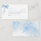 水彩青いリボン赤ちゃんシャワーおむつラフ エンクロージャーカード (正面/裏面)