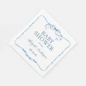 水彩青いリボン赤ちゃんシャワー スタンダードランチョンナプキン (角)