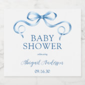 水彩青いリボン赤ちゃんシャワー スパークリングワインラベル (シングルラベル)