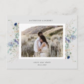 水彩青いワイルドフラワー日付はがきを保存 ポストカード (正面)