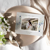 水彩青いワイルドフラワー日付はがきを保存 ポストカード