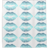 水彩青い唇 シャワーカーテン (正面)