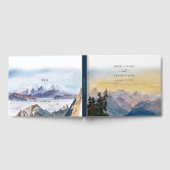 水彩青い山々パイン結婚ズ ゲストブック (全面)