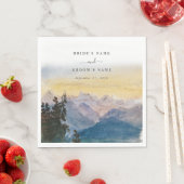 水彩青い山々パイン結婚ズ スタンダードランチョンナプキン (インサイチュ)