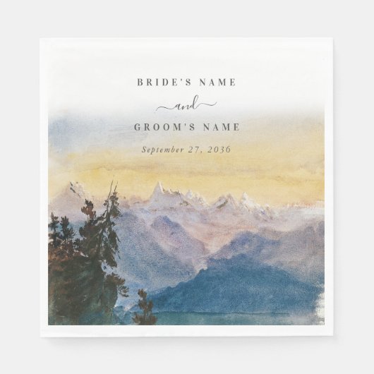 水彩青い山々パイン結婚ズ スタンダードランチョンナプキン (正面)