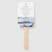 水彩青い山々パイン結婚ズ ハンドファン (裏面)