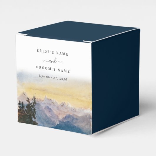 水彩青い山々パイン結婚ズ フェイバーボックス (正面サイド)