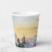 水彩青い山々パイン結婚ズ 紙コップ (正面)