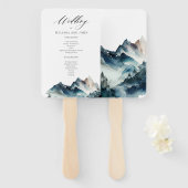 水彩青い山の手素朴扇 ハンドファン (正面&裏面)