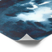 水彩青い山景色、風景 ポスター (角)