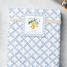 水彩青い弓レモンのギフトエンクロージャ