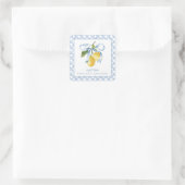 水彩青い弓レモンのギフト スクエアシール (バッグ)