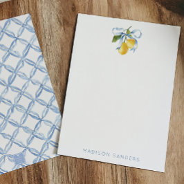 水彩青い弓レモンパーソナライズされた サンキューカード