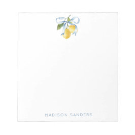 水彩青い弓レモンパーソナライズされた ノートパッド