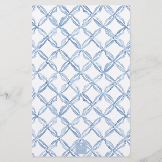 水彩青い弓レモンパーソナライズされた 便箋 (裏面)
