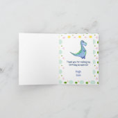 水彩青い恐竜ボーイズ誕生日パーティー サンキューカード (内部)