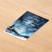 水彩青い星空の天空シナ結婚ーズ アクリル招待状 (レイダウン)