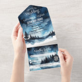 水彩青い星空の天空シナ結婚ーズ オールインワン招待状 (貼ってはがせる)