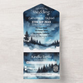 水彩青い星空の天空シナ結婚ーズ オールインワン招待状 (内側)